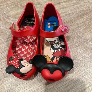 Mini Melissa Kids Red Minnie and Mickey Shoes
